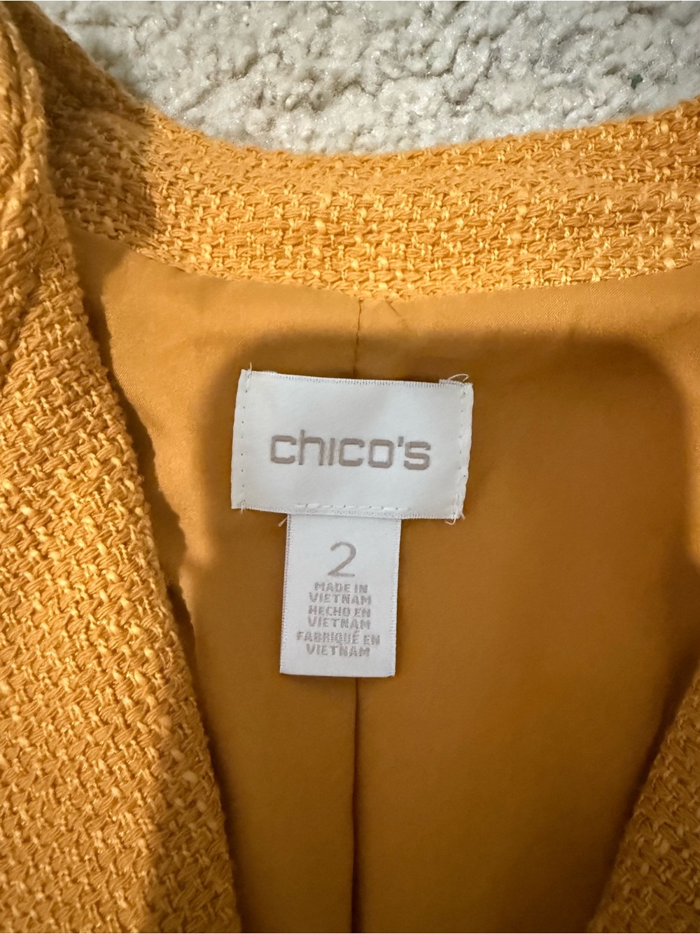 Chico’s Mustard Yellow Tailored Button Front Coat - Picture 6 of 16